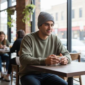 Bula Adult Unisex Merino Wool Blend Gray Ribbed Knit Beanie Hat Cap